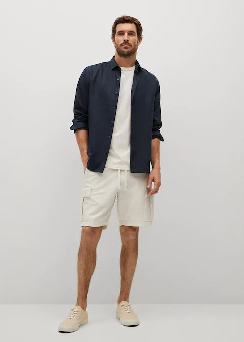 slim fit flowy linen shirt