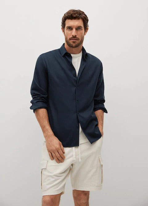 slim fit flowy linen shirt
